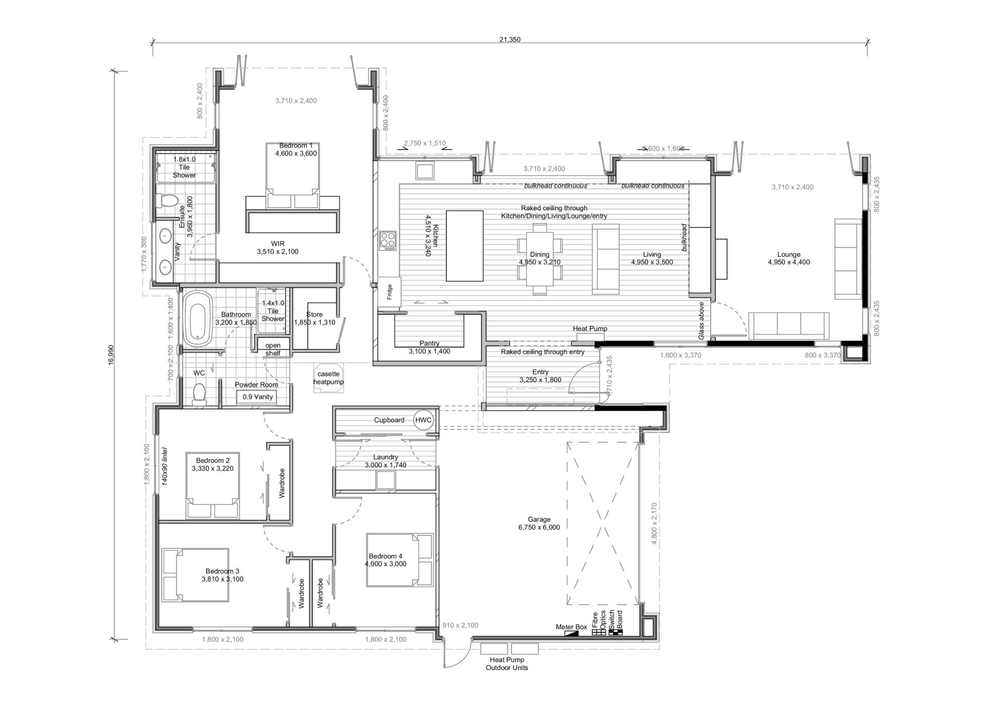 A flat plan of the Monarch Show Home showhome - a beautiful and spacious NZ showhome with a 248 m2 floor area, 4 Bedrooms, and 2 Bathrooms.