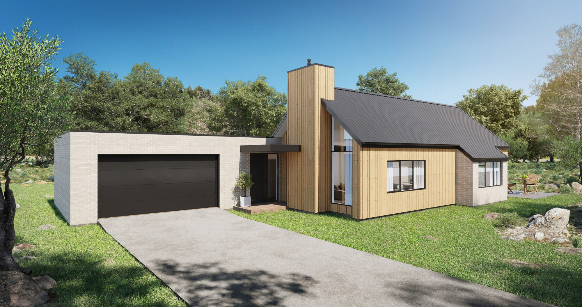 A picture of the Sierra plan - a beautiful and spacious NZ house plan with a 230 m2 floor area, 3 Bedrooms, and 2 Bathrooms.