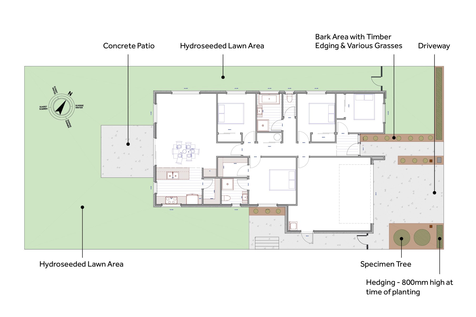 A flat plan of the Arbor Green Lot 194 showhome - a beautiful and spacious NZ showhome with a 162 m2 floor area, 4 Bedrooms, and 2 Bathrooms.